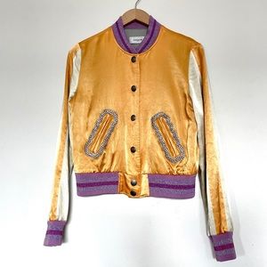 COACH embellished gold varsity jacket